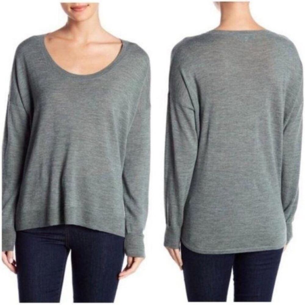 Madewell Southstar Sweater Soft Merino Wool L green drop shoulder